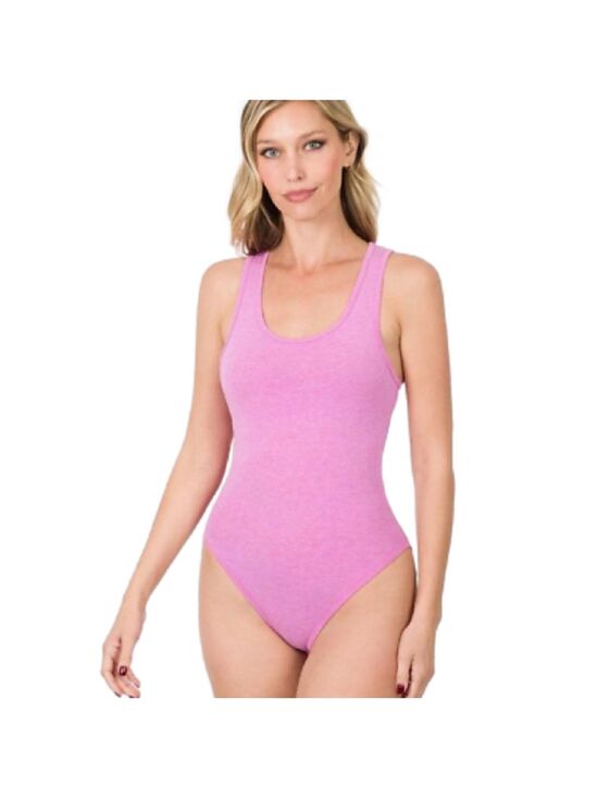 Zenana Outfitters Tops - Zenana Bodysuit Women's Small Sleeveless Fuchsia Pink